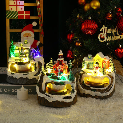 Christmas With Concert Rotating Train Resin Decorations Decorations - My Store