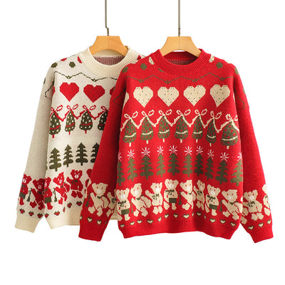 Christmas sweater women knitted pullover top - My Store