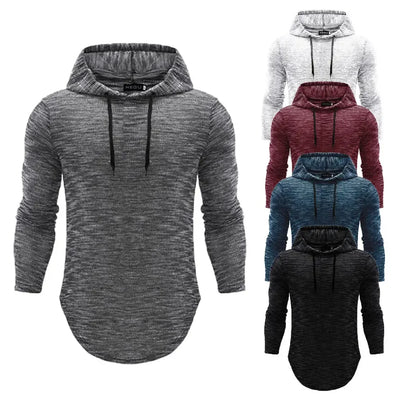 Men's Casual Cotton Hoodies Long Sleeve Sweatshirts Solid Color With Hat - My Store