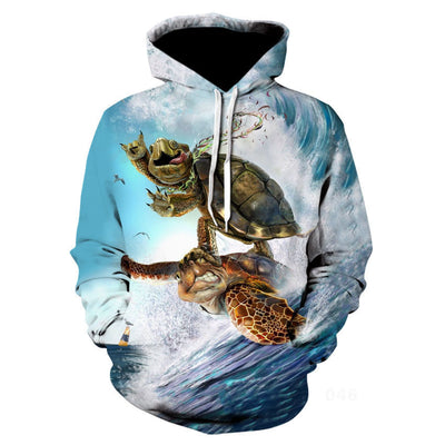 3D Digital Printed Turtle Hoodie Fashion Trend Men's Pullover - My Store