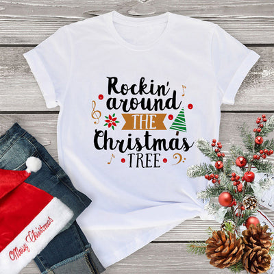 Women's Clothing Fashion Christmas Holiday Party T-shirt Loose Merry Christmas Casual - My Store