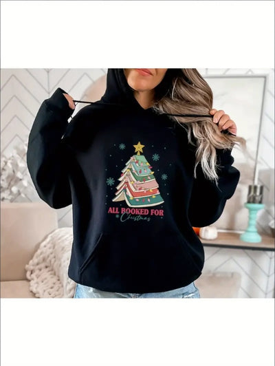 Christmas Book Tree Hoodie, School Christmas Hoodie, Book Lovers Christmas Hoodie, Christmas Gift, Bookworm Christmas Hoodie, Teacher Hoodie - My Store