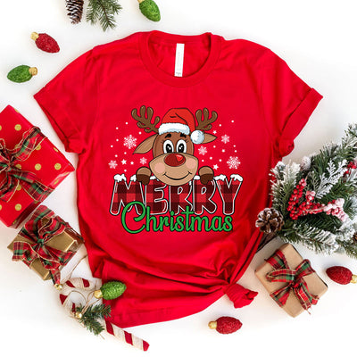 Cute Merry Christmas Printed T-shirt - My Store