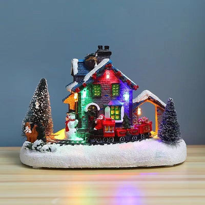 Christmas Decorations Colorful Luminous Small House Resin Decorations - My Store