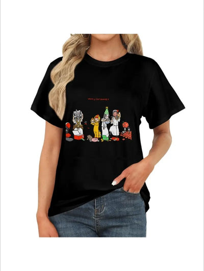 Merry Christmas Women'S Short T-shirt, Crew Neck T-shirts,For Everyday & Outdoor Wear - My Store