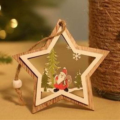 Christmas Decorations Wooden Cabin Pendants - My Store